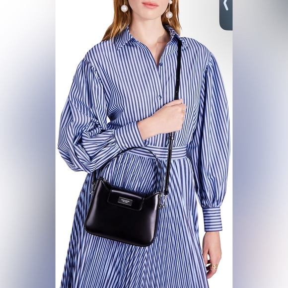 Kate Spade NY Sam Icon Spazzolato Leather Mini Hobo. Black/Silver. - Picture 4 of 15